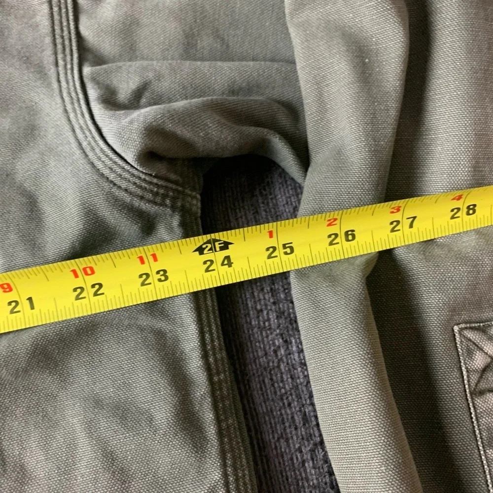Vintage Carhartt Barn Jacket Khaki Green Cotton Canvas Flannel Lined Shacket - Picture 12 of 13